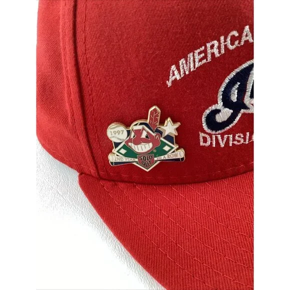 Vintage 1996 Cleveland Indians American League Champions Snap Back Hat Pins Lot